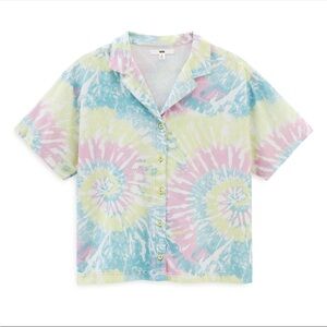 Vans Tie-Dye Button Down Shirt - Blue, Pink, Yellow